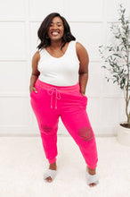 Load image into Gallery viewer, Kick Back Distressed Joggers Hot Pink