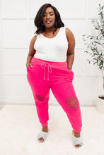 Load image into Gallery viewer, Kick Back Distressed Joggers Hot Pink