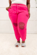 Load image into Gallery viewer, Kick Back Distressed Joggers Hot Pink