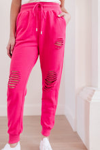 Load image into Gallery viewer, Kick Back Distressed Joggers Hot Pink