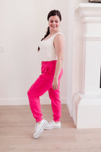 Load image into Gallery viewer, Kick Back Distressed Joggers Hot Pink