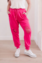 Load image into Gallery viewer, Kick Back Distressed Joggers Hot Pink