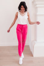 Load image into Gallery viewer, Kick Back Distressed Joggers Hot Pink
