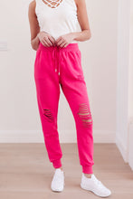 Load image into Gallery viewer, Kick Back Distressed Joggers Hot Pink