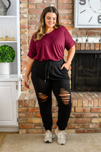 Load image into Gallery viewer, Kick Back Distressed Joggers in Black