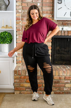 Load image into Gallery viewer, Kick Back Distressed Joggers in Black