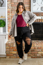 Load image into Gallery viewer, Kick Back Distressed Joggers in Black