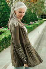 Load image into Gallery viewer, Little Bit Of Lace Cardigan In Olive