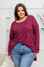 Load image into Gallery viewer, Long Sleeve Knit Top With Pocket In Burgundy