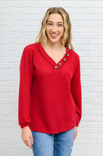 Load image into Gallery viewer, Long Sleeve Waffle Knit Top In Cranberry
