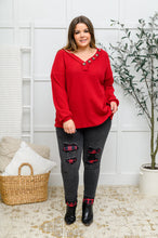 Load image into Gallery viewer, Long Sleeve Waffle Knit Top In Cranberry