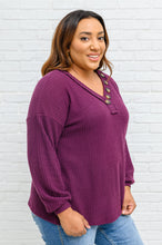 Load image into Gallery viewer, Long Sleeve Waffle Knit Top In Eggplant