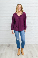 Load image into Gallery viewer, Long Sleeve Waffle Knit Top In Eggplant