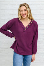Load image into Gallery viewer, Long Sleeve Waffle Knit Top In Eggplant