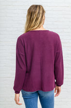 Load image into Gallery viewer, Long Sleeve Waffle Knit Top In Eggplant