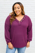 Load image into Gallery viewer, Long Sleeve Waffle Knit Top In Eggplant
