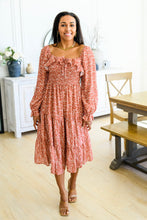 Load image into Gallery viewer, Now Is Your Chance Floral Midi Dress In Rust