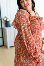 Load image into Gallery viewer, Now Is Your Chance Floral Midi Dress In Rust