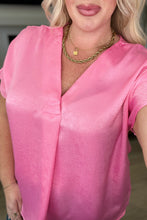 Load image into Gallery viewer, Sara Satin V-Neck Top in Pink