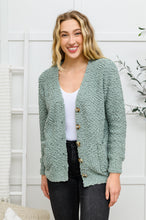 Load image into Gallery viewer, Popcorn Knit Cardigan In Light Green