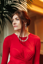 Load image into Gallery viewer, Rhinestone Tiered Floral Necklace