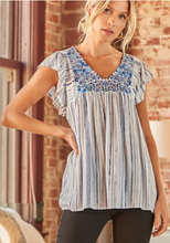 Load image into Gallery viewer, Blue By You Embroidery Top