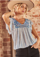Load image into Gallery viewer, Blue By You Embroidery Top