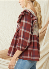 Load image into Gallery viewer, The Cabin Couture Cassidy Plaid Maroon Top