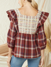 Load image into Gallery viewer, The Cabin Couture Cassidy Plaid Maroon Top