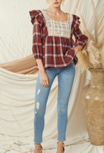 Load image into Gallery viewer, The Cabin Couture Cassidy Plaid Maroon Top