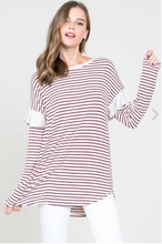 Load image into Gallery viewer, The Lily Maroon Stripe Top