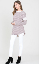 Load image into Gallery viewer, The Lily Maroon Stripe Top