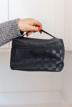 Load image into Gallery viewer, Subtly Checked Cosmetic Bags 3 Piece Set in Black