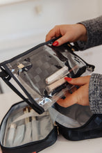 Load image into Gallery viewer, Subtly Checked Cosmetic Bags 3 Piece Set in Black