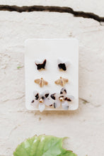 Load image into Gallery viewer, Triple Threat Tortoise Floral Earring Set