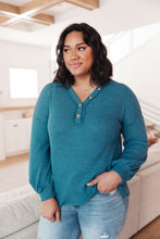 Load image into Gallery viewer, Waffle Love Thermal Top In Blue