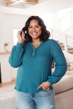 Load image into Gallery viewer, Waffle Love Thermal Top In Blue