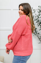 Load image into Gallery viewer, Wide V Neck Waffle Knit Sweater In Rose