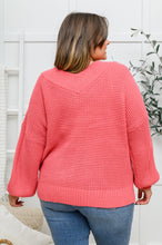 Load image into Gallery viewer, Wide V Neck Waffle Knit Sweater In Rose