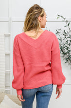 Load image into Gallery viewer, Wide V Neck Waffle Knit Sweater In Rose