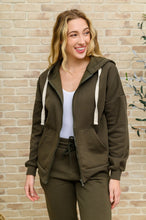 Load image into Gallery viewer, Zip Up Hoodie Jacket & Joggers Set In Olive