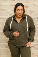 Load image into Gallery viewer, Zip Up Hoodie Jacket & Joggers Set In Olive