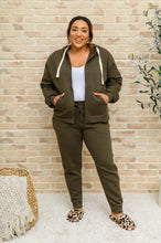 Load image into Gallery viewer, Zip Up Hoodie Jacket & Joggers Set In Olive