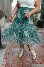 Load image into Gallery viewer, Zoe Floral Midi Skirt in Hunter Green