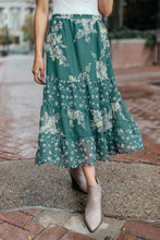 Load image into Gallery viewer, Zoe Floral Midi Skirt in Hunter Green