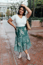 Load image into Gallery viewer, Zoe Floral Midi Skirt in Hunter Green