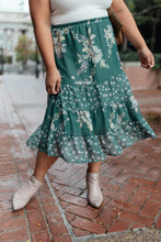 Load image into Gallery viewer, Zoe Floral Midi Skirt in Hunter Green