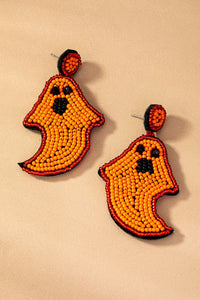 Halloween Seed Bead Flying Ghost Drop Earrings