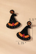 Load image into Gallery viewer, Halloween Seed Bead Witch&#39;s Hat Earrings
