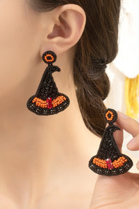 Halloween Seed Bead Witch's Hat Earrings